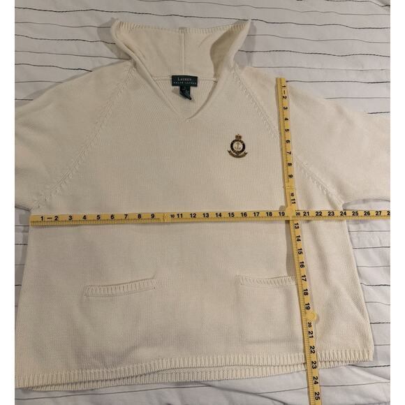 Ralph Lauren | Vintage 90’s Logo Crest Cotton Knit Sweater Cream Pullover- L - Picture 6 of 6